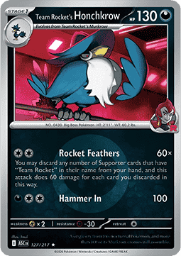 (127/217) Pokemon TCG Ascended Heroes: Additionals Single: Team Rocket's Honchkrow   Rare (Energy Symbol Reverse Holo)