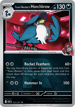 (127/217) Pokemon TCG Ascended Heroes: Additionals Single: Team Rocket's Honchkrow   Rare (Rocket Reverse Holo)