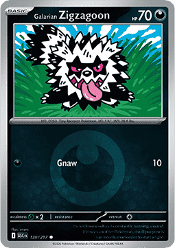 (130/217) Pokemon TCG Ascended Heroes: Additionals Single: Galarian Zigzagoon   Common (Energy Symbol Reverse Holo)