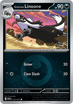 (131/217) Pokemon TCG Ascended Heroes: Additionals Single: Galarian Linoone   Common (Energy Symbol Reverse Holo)