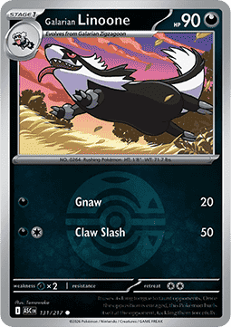 (131/217) Pokemon TCG Ascended Heroes: Additionals Single: Galarian Linoone   Common (Ball Reverse Holo)