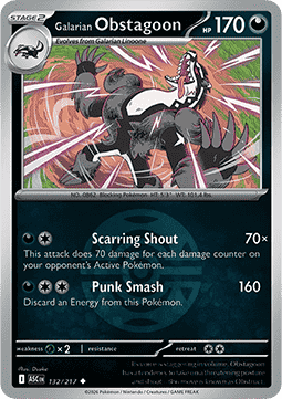 (132/217) Pokemon TCG Ascended Heroes: Additionals Single: Galarian Obstagoon   Uncommon (Ball Reverse Holo)