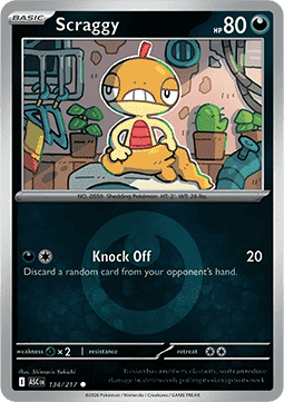(134/217) Pokemon TCG Ascended Heroes: Additionals Single: Scraggy   Common (Energy Symbol Reverse Holo)