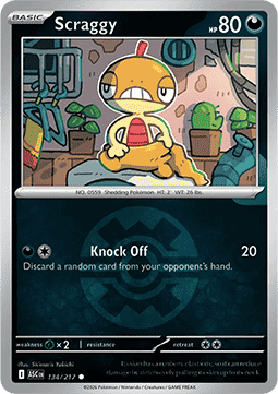 (134/217) Pokemon TCG Ascended Heroes: Additionals Single: Scraggy   Common (Ball Reverse Holo)