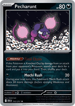 (143/217) Pokemon TCG Ascended Heroes: Additionals Single: Pecharunt   Rare (Ball Reverse Holo)