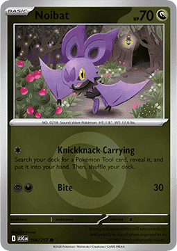 (156/217) Pokemon TCG Ascended Heroes: Additionals Single: Noibat   Common (Energy Symbol Reverse Holo)