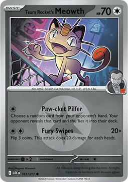 (161/217) Pokemon TCG Ascended Heroes: Additionals Single: Team Rocket's Meowth   Common (Energy Symbol Reverse Holo)