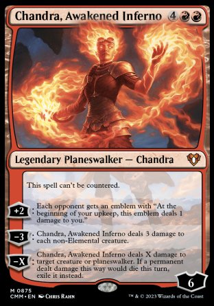 (875) Magic The Gathering Commander Masters: Extras Single: Chandra, Awakened Inferno  Mythic