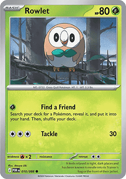 (010/088) Pokemon TCG Perfect Order Single: Rowlet   Common