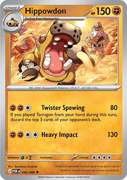 (040/088) Pokemon TCG Perfect Order Single: Hippowdon  Reverse Holo Uncommon