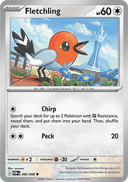 (066/088) Pokemon TCG Perfect Order Single: Fletchling   Common