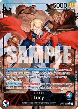 (002) One Piece TCG Adventure on Kami’s Island Single: Lucy (OP15-002) (V.2)  Alternate Art