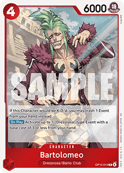 (014) One Piece TCG Adventure on Kami’s Island Single: Bartolomeo (OP15-014)  Rare