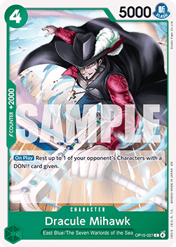 (027) One Piece TCG Adventure on Kami’s Island Single: Dracule Mihawk (OP15-027)  Common