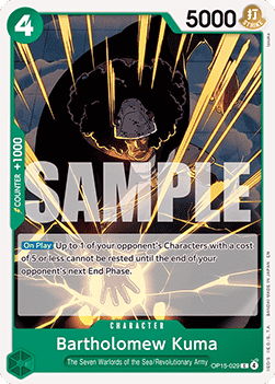 (029) One Piece TCG Adventure on Kami’s Island Single: Bartholomew Kuma (OP15-029)  Common