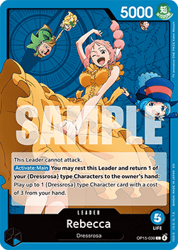 (039) One Piece TCG Adventure on Kami’s Island Single: Rebecca (OP15-039) (V.1)  Leader