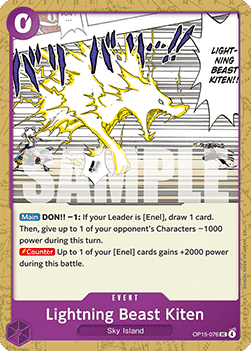 (076) One Piece TCG Adventure on Kami’s Island Single: Lightning Beast Kiten (OP15-076)  Uncommon
