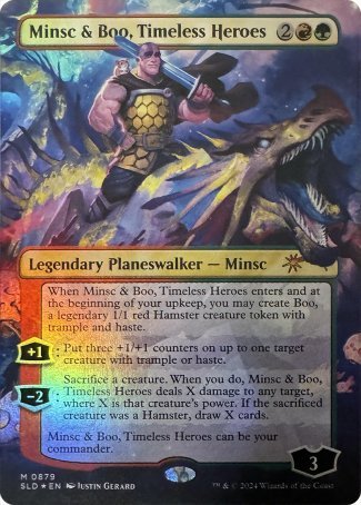 (879) Magic The Gathering Secret Lair Drop Series Single: Minsc & Boo, Timeless Heroes Holo Mythic