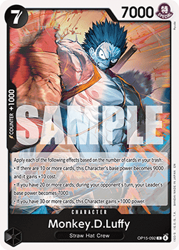 (092) One Piece TCG Adventure on Kami’s Island Single: Monkey.D.Luffy (OP15-092) (V.1)  Rare
