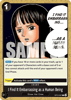 (097) One Piece TCG Adventure on Kami’s Island Single: I Find It Embarrassing as a Human Being (OP15-097)  Common