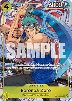(113) One Piece TCG Adventure on Kami’s Island Single: Roronoa Zoro (OP15-113) (V.2)  Alternate Art