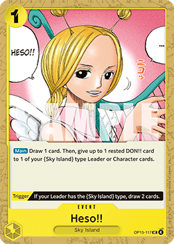 (117) One Piece TCG Adventure on Kami’s Island Single: Heso!! (OP15-117)  Uncommon