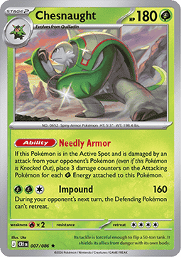 (007/086) Pokemon TCG Chaos Rising Single: Chesnaught  Reverse Holo Rare