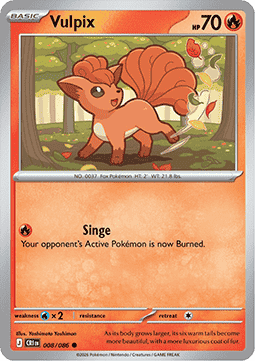 (008/086) Pokemon TCG Chaos Rising Single: Vulpix   Common