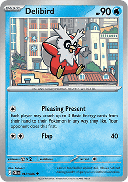 (018/086) Pokemon TCG Chaos Rising Single: Delibird  Reverse Holo Uncommon