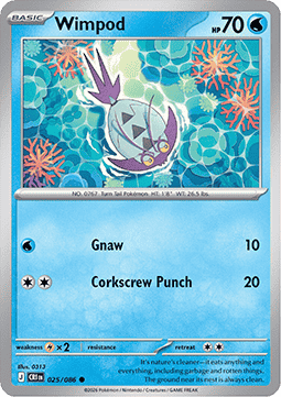 (025/086) Pokemon TCG Chaos Rising Single: Wimpod  Reverse Holo Common