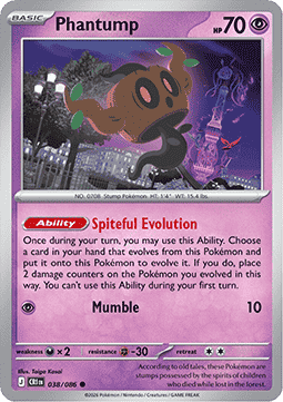 (038/086) Pokemon TCG Chaos Rising Single: Phantump  Reverse Holo Common