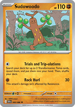 (043/086) Pokemon TCG Chaos Rising Single: Sudowoodo  Reverse Holo Uncommon