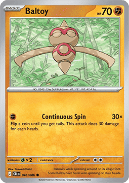 (046/086) Pokemon TCG Chaos Rising Single: Baltoy  Reverse Holo Common