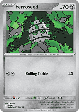 (062/086) Pokemon TCG Chaos Rising Single: Ferroseed  Reverse Holo Common