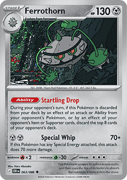 (063/086) Pokemon TCG Chaos Rising Single: Ferrothorn  Reverse Holo Uncommon