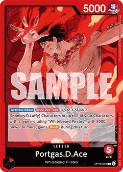 (001) One Piece TCG OP16: The Time of Battle Single: Portgas.D.Ace (OP16-001) (V.1)  Leader