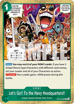 (038) One Piece TCG OP16: The Time of Battle Single: Let's Go!! To the Navy Headquarters!! (OP16-038)  Rare