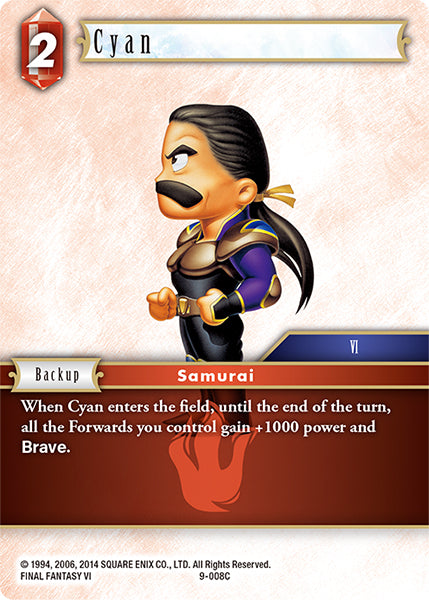 (008) Final Fantasy TCG Opus IX: Lords & Chaos Single: Cyan (9-008) Holo Common