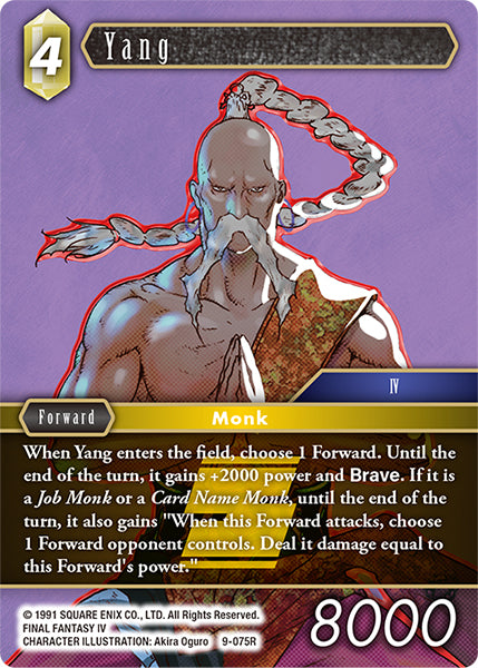 (075) Final Fantasy TCG Opus IX: Lords & Chaos Single: Yang (9-075) (V.1)  Rare