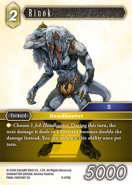 (078) Final Fantasy TCG Opus IX: Lords & Chaos Single: Rinok (9-078)  Common