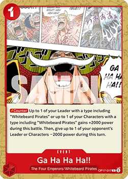 (017) One Piece TCG OP17: The World’s Strongest Warriors Single: Ga Ha Ha Ha!! (OP17-017)  Common