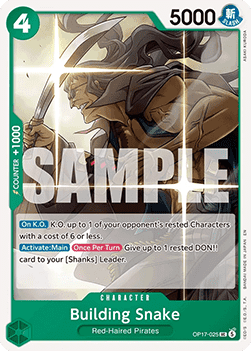 (025) One Piece TCG OP17: The World’s Strongest Warriors Single: Building Snake (OP17-025) (V.1)  Uncommon