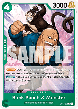 (028) One Piece TCG OP17: The World’s Strongest Warriors Single: Bonk Punch & Monster (OP17-028)  Common
