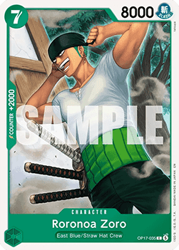 (035) One Piece TCG OP17: The World’s Strongest Warriors Single: Roronoa Zoro (OP17-035)  Common