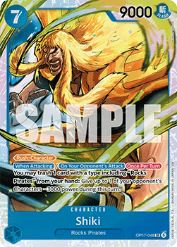 (048) One Piece TCG OP17: The World’s Strongest Warriors Single: Shiki (OP17-048) (V.1)  Super Rare