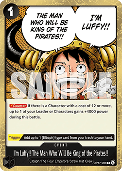(096) One Piece TCG OP17: The World’s Strongest Warriors Single: I'm Luffy!! The Man Who Will Be King of the Pirates!! (OP17-096)  Rare