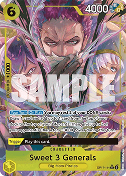 (114) One Piece TCG OP17: The World’s Strongest Warriors Single: Sweet 3 Generals (OP17-114) (V.2)  Alternate Art