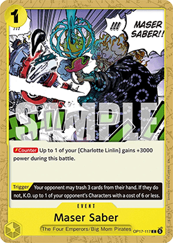 (117) One Piece TCG OP17: The World’s Strongest Warriors Single: Maser Saber (OP17-117)  Common