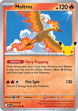 (011) Pokemon TCG 30th Celebration Single: Moltres   Common
