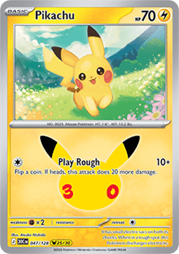 (047) Pokemon TCG 30th Celebration Single: Pikachu   Pikachu Rare